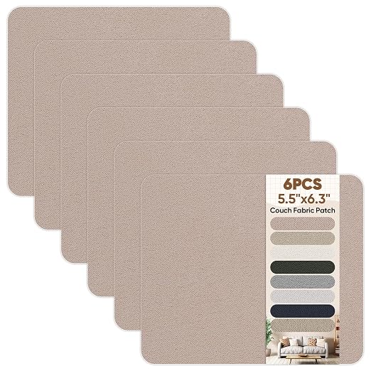 Suede Couch Patch Repair Fabric,6-Piece Self-Adhesive Microfiber Patches，Quick Fix Sofa Chair Car Seat,Furniture & Upholstery Repair Kit. (Rice Pink)