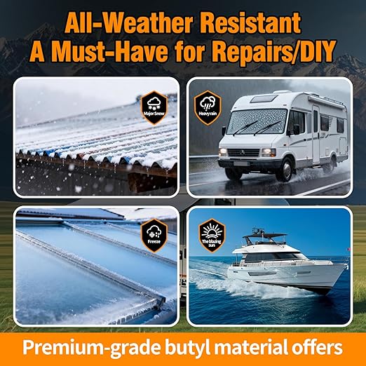 Rv Roof Tape 4" x50',EPDM Rubber Roofing Membrane, Waterproof Weatherproof Sealant Tape for RV Trailer Camper Motorhome Roof Repair, White, Fast Sealing and Stay Sealed for Years