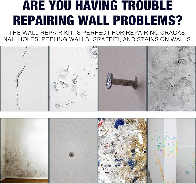 Drywal Repair Kit, 2 Pack Wall Mending Agent, Wall Patch Repair Kit with Scraper,Multi-Functional Drywall Patch Paste Repair Kit,Simple Filling of Wall Holes＆Efficient Crack Repair