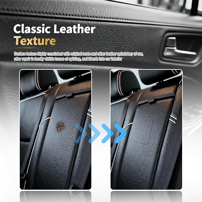 2PCS 8×4 Inch PU Leather Patch for Car Seat Repair,Self-Adhesive Leather Repair Patch Tape Vinyl Repairs Kit,Portable Car Leathers Repairs Kit for Cars Upholstery Seat,Furniture