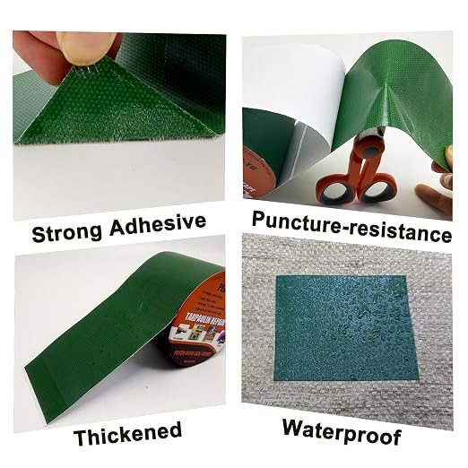 Heavy Duty Awning Repair Tape, Waterproof Strong Adhesive Patch, Instant Fix Tape for Tent, Boat Covers, Tarp, Sail, Canopy, Canvas, Tarpaulin, 3.15INX16FT, Green