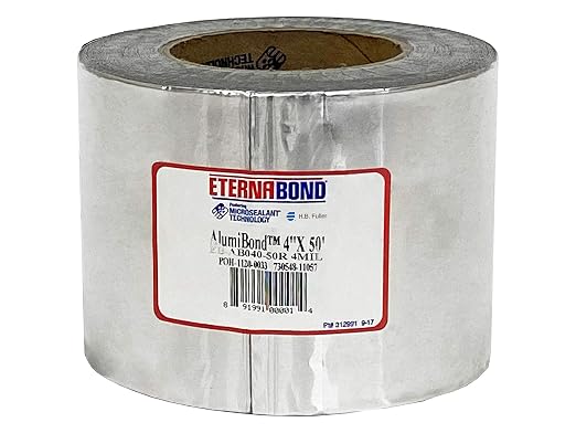 EternaBond AlumiBond 4" x50' MicroSealant Tape with 4mil Aluminum Backer | 21 mil Total Thickness | EB-AB040-50R - One-Step Durable, Waterproof and Airtight Repair