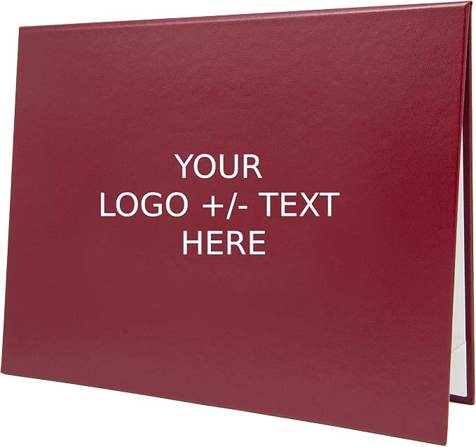 Maroon Faux Leather Document Cover A4 (8.3x11.7 UK) Size | Tent-Style Opening, Non-Padded with Custom Metallic Foil Printing | Professional Presentation for Awards, Diplomas and Certificates