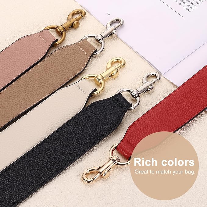 uxcell 22.83 Inch PU Leather Short Bag Strap with Clasp, Purse Handles Handbags Replacement Straps for Clutch Bag Crossbody Underarm Bags, Khaki, Deep Gold Buckle