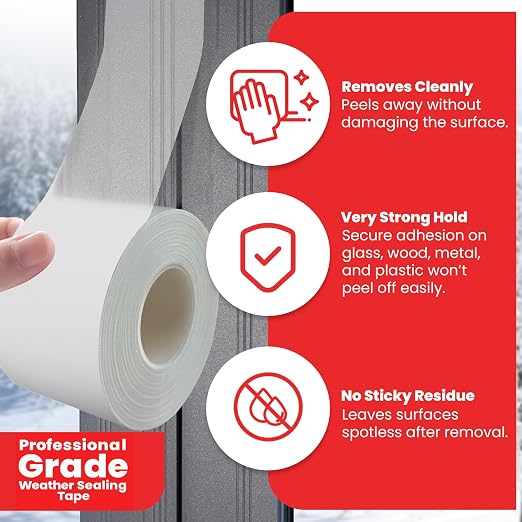 ArmorDillo Transparent Window Weather Sealing Tape, w Free Utility Knife, 3 inch X 120FT (40 YDS) - Clear Weather Stripping Tape, Draft Isolation & Insulation, No Residue, for Windows, Doors, AC & RV