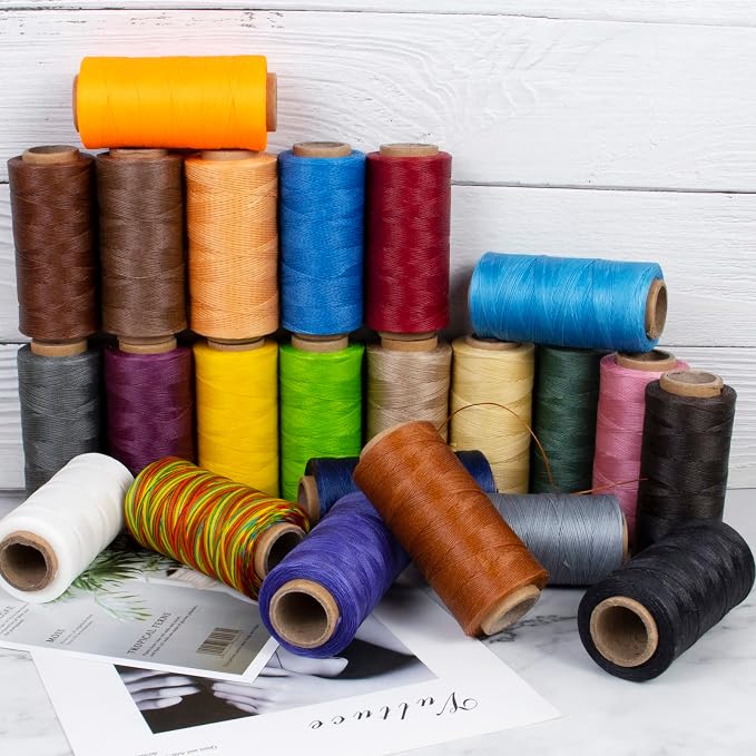 0.8mm Waxed Thread for Leather Sewing, 284 Yards, 150D Flat Wax String, Waxed Cord for Bracelet Making, Bookbinding, Shoe Repairing, Leather Projects, DIY Crafts (Gray)
