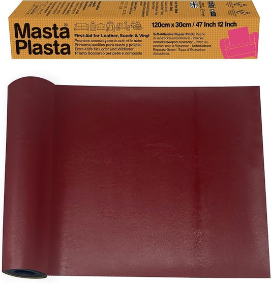 MASTAPLASTA Original Leather Repair Tape - Red 47.5in x 12in (120 x 30cm). Upholstery-Quality. Quick and Easy Leather Repair Patch Self Adhesive for Couch, Leather Patches for Car Seats