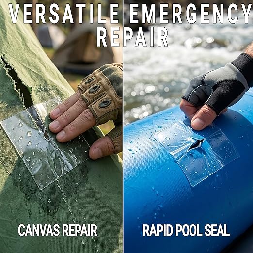 16.4FT x 4 Inch TPU Waterproof Repair Tape, Heavy Duty Vinyl Patch Kit for Inflatable Pool, Floats, Air Mattress, Bounce House, Tent, Canvas, Canopy & RV Awnings – Extra Long Clear Sealing Roll