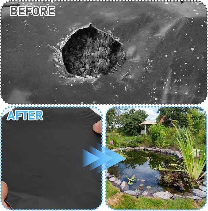 3 Pcs 12 x 12 Inches Large Pond Liner Repair Patch Self-Adhesive EPDM Liner Repair Patch Kit Thickened EPDM Pond Liner Seam for Garden Pond Patch Cover Liner Repair