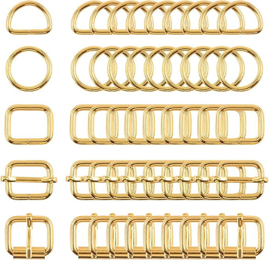 Swpeet 5 Style Metal Buckles - Adjustable Slide, D Ring, Circular Ring