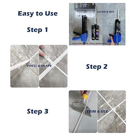Epoxy Grout Waterproof for Shower, Pool Tiles, Bathroom - Crack Resistant Premixed Formula, 400ml Caulking, Porcelain White, 10 Colors