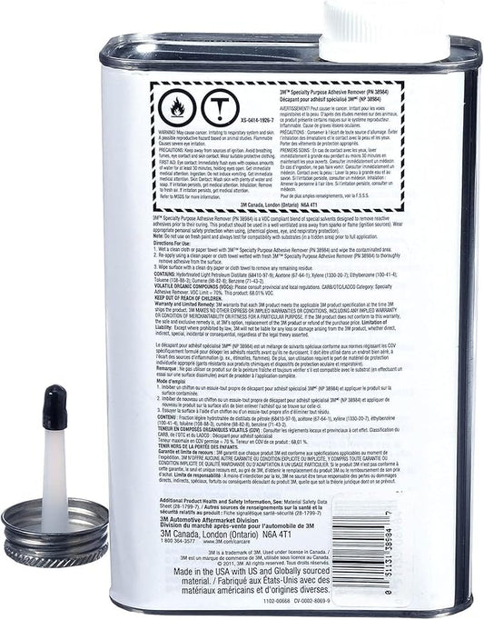 3M Specialty Adhesive Remover 38984, Transparent, Solvent Based, Easy Residue Removal, 1 quart
