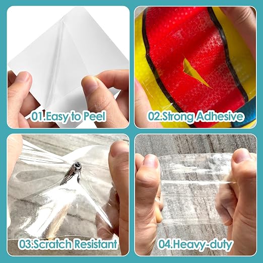 Clear TPU Inflatable Repair Kit for 2.7x2.7 Inch,10 Pcs | Heavy Duty Vinyl Repair Tape for Inflatable Water Slide, Pool Float, Air Mattress, Bounce House,Tent & All Vinyl Inflatables