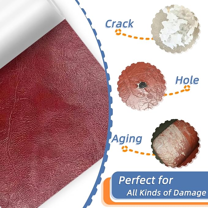 8x47 Inch Leather Repair Tape,Self Adhesive Leather Patches for Furniture,Vinyl Repair Kit for Couches,Bed,Car Seats,Chair (Wine Red)