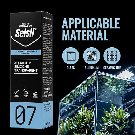 SELSIL Aquarium Silicone Clear Sealant - High Elasticity, Safe for Fish, Solvent-Free, Ozone-Resistant, Transparent 10.14 Fl Oz, 1 Pack