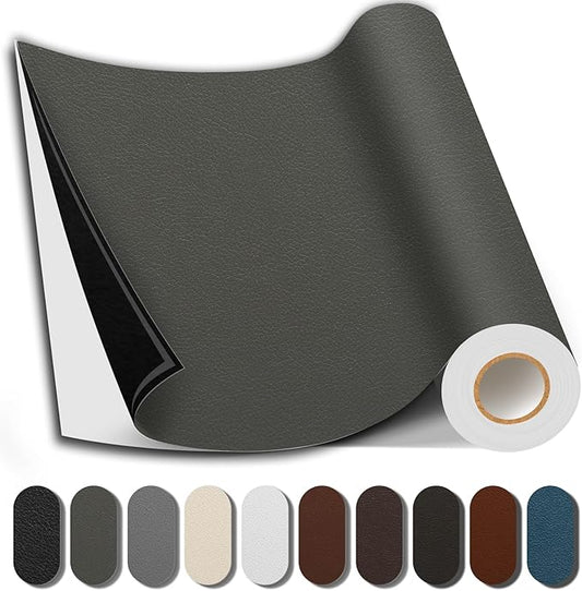 Leather Repair Patch, 17X158 Inch Repair Patch Self Adhesive Waterproof, DIY Large Vinyl Patches for Couches, Furniture, Kitchen Cabinets, Wall （Dark Grey, 17X158 Inch）