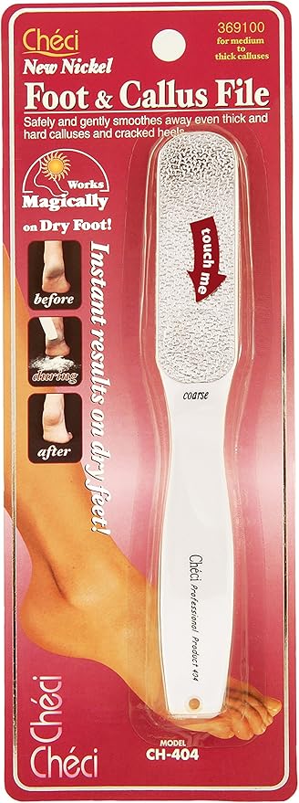 Checi Coarse Grit Foot & Callus File for Severe Calluses and Cracked Heels, Slim Design for Precise Filing, Beige CH-404CI, 1-Pack