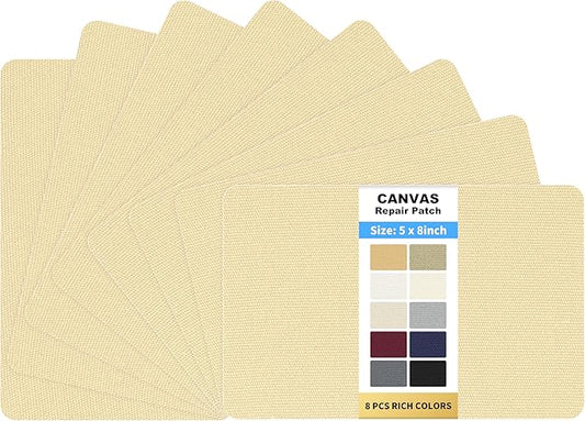 KING MOUNTAIN Canvas Repair Patch 5×8 Inch Self-Adhesive Waterproof Fabric Patch for Sofas, Tents, Furniture,Tote Bags, Car Seats (Beige)