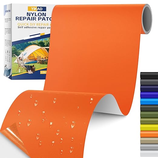 Fabric Repair Tape, Self Adhesive Nylon Repair Patch, Waterproof Outdoor Nylon Tape/Patch Kit for Down Jacket Clothing Tent Awnings Boat Cover Couches Orange 4x70 inch