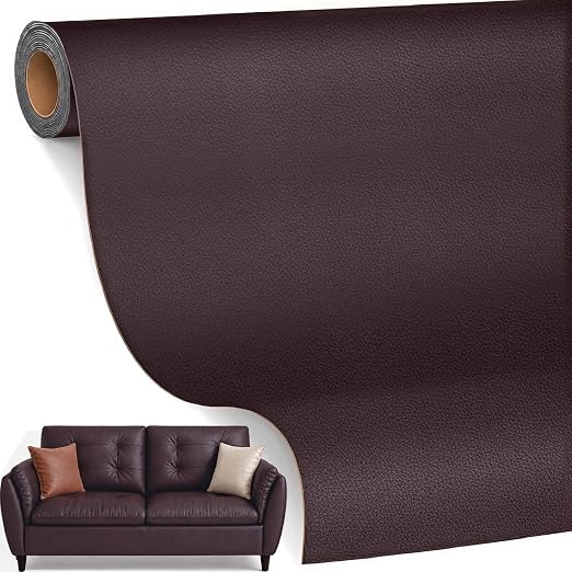 SYRKRC Leather Self Adhesive Leather Repair Set, Leather Repair Patch, Faux Leather Patches, Leather Repair and Renovation for Sofa, Car Seats, Leather headboard, (Reddish Brown, 17 x 79 Inch)