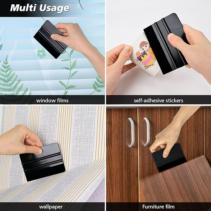 NEWISHTOOL Wallpaper Smoothing Tools, Wallpaper Tool Kit with Wallpaper Paste Brush, Smoother Squeegee, Felt Squeegee & Paper Cutter for Peel and Stick Contact Paper, Wallcovering, Vinyl Backsplash