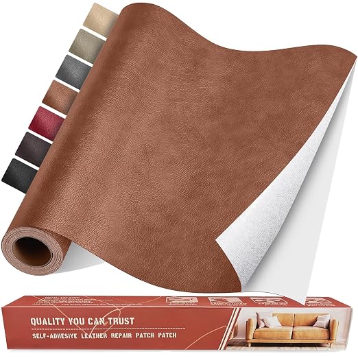 Self Adhesive Leather Repair Patch Kit, 31.4 in x 16 in Large Vinyl Leather Repair Tape for Furniture, Car Seat, Couch, Sofa, Chair Retro Camel