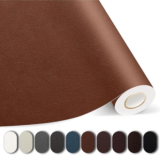Kangshoon Leather Repair Patches, 35X79 Inch Self-Adhesive Leather Repair Tape, Stretch Vinyl Repair Kit for Couch Furniture Sofas Car Seats (Light Brown, 35X79 Inch)