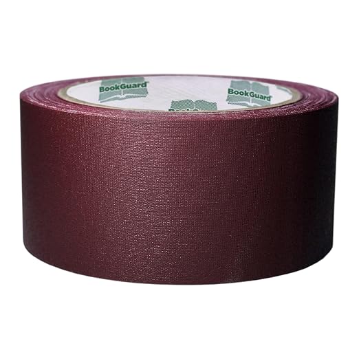 BookGuard 2 inch Premium Bookbinding Repair Cloth Tape, Book Tape Repair, Archival Book Repair Tape, 15 Yard Roll Burgundy
