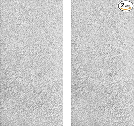 2 PCS Leather Repair Patch Tape, 4 x 8 Inch PU Vinyl Repair Patches for Car Upholstery Seat, Waterproof Self Adhesive Leather Tape Repair Kit for Furniture Couches Chairs (White)