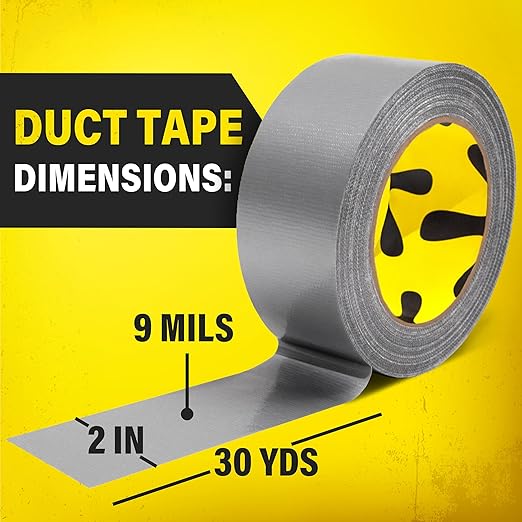 24 Pack Duct Tape Heavy Duty Waterproof - 2 In x 90 Ft - All-Weather, Silver, Easy to Tear, Strong Hold, No Residue, Gray Bulk Waterproof Tape for Repairs, DIY, Sealing, B2B, Home, Office, Outdoor Use
