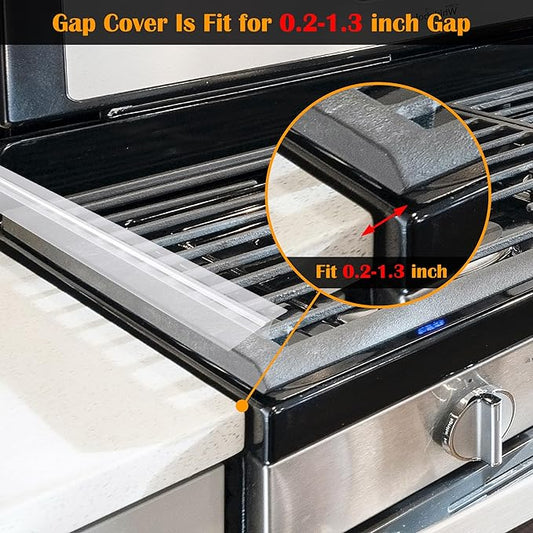 Silicone Stove Counter Gap Cover Kitchen Counter Gap Filler Transparent 21" Long Gap Filler Sealing Spills between Kitchen Appliances Washing Machine and Stovetop, Set of 2 (Clear)