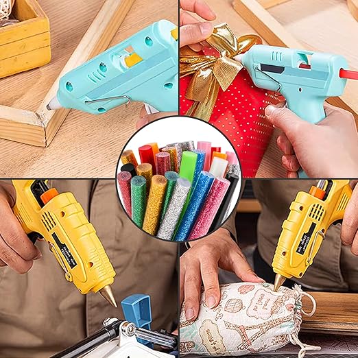 300 Pack Colored Hot Glue Sticks, 4" Long x 0.27" Diameter Mini Hot Glue Sticks, Perfect Fit for Mini Glue Guns, Widely Used in Wood, Metal, Glass, Plastic, Floral, Fabric, Leather, Foam
