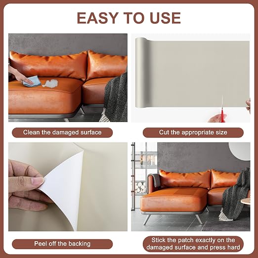 Leather Repair Patch,17X60 Inch Leather Repair Tape,Large Self Adhesive Leather Patches for Furniture, Couches,Car Seat,Chair(17X60 inch,Light Brown)