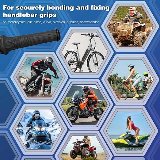 30g Motorcycle Grip Glue, Instant Handlebar Adhesive for Dirt Bike, ATV, MTB & Snowmobile, Professional Quick-Dry Flexible Bond, Waterproof & Vibration Resistant Clear Liquid Glue