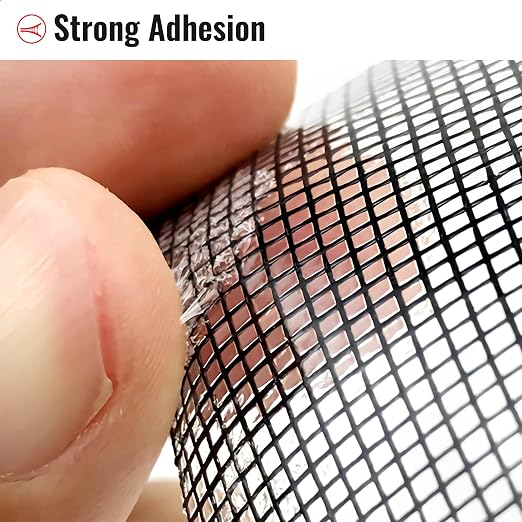 Matenf Window Screen Repair Patch, 10 Patches, 4"x 4"(10cm x 10cm), Black, 3-Layer Strong Adhesive Window Screen Mesh Tape, Repair Kit for Window and Door Screen Tears Holes