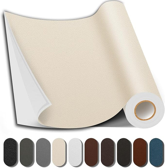Shagoom Leather Repair Patch, 35X79 Inch Repair Patch Self Adhesive Waterproof, DIY Large Vinyl Patches for Couches, Furniture, Kitchen Cabinets, Wall （Beige, 35X79 Inch）