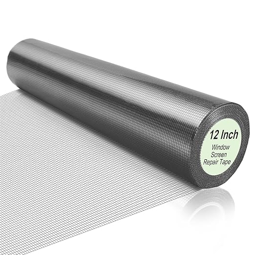 CroBlissful Extra Wide 12 Inch x 20 ft Window Screen Tape Mesh Repair Strong Adhesive Waterproof Fiberglass Screen Repair Kit Patch for Window Door Tears Holes(Gray)