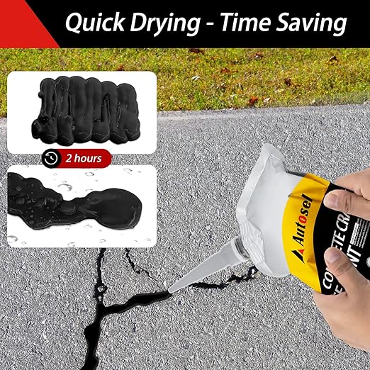 Asphalt Crack Filler Black, 4 Packs Self-Leveling Driveway Crack Filler, Waterproof Concrete Crack Filler & Cement Crack Filler for Long-Lasting Concrete Repair, Quick-Drying Asphalt Sealant