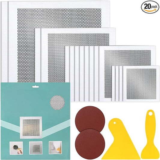 16Pcs Drywall Repair Kit, 2/4/6/8in Self-Adhesive Drywall Patch Kit with Sandpapers & Scrapers, Wall Repair Patches for Small Big Holes & Cracks, Quick Fix for Ceiling Bathroom Wall Damage