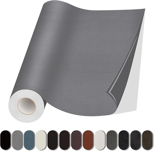 Lifeshoon Leather Repair Patch, 17X79 Inch Self Adhesive Leather Repair, Large Vinyl Patch Tape for Couches, Furniture, Car Seats, Cabinets, Wall, Handbags （Grey, 17X79 Inch）