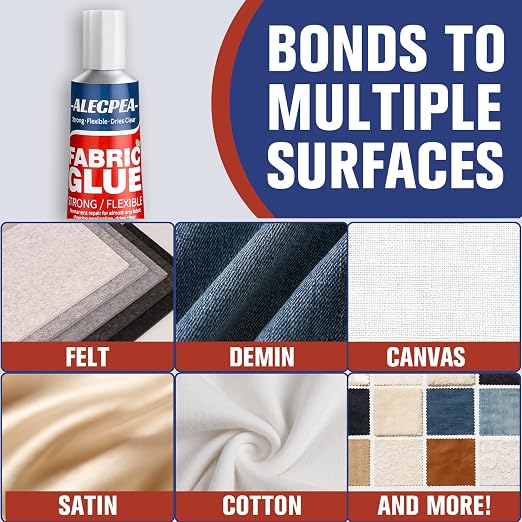 ALECPEA Permanent Fabric Glue Washable, 2-Pack Liquid Stitch for Clothing, Professional Gel Adhesive for Patches, Rhinestones & DIY Crafts, Includes 2 Clips & 1 Stirring Stick, 29.5g x 2