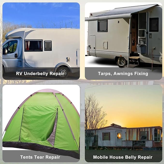 Frienda RV Underbelly Tape RV Underbelly Material Corrugated Waterproof Flex Mend Repair Belly Tape Thick Adhesive Patch Fabric Sealing for Camper Mobile Home Travel Trailer Repair(6 Inch x 82 Feet)