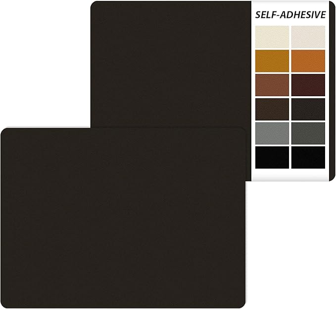 IANZE 2Pcs Leather Repair Patch, Self Adhesive Leather Repair Patch for Car Seats, Couches, Furniture, Sofa, Handbags, Office Chair (Black Brown)