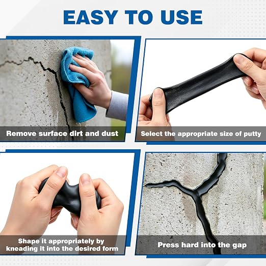 U0U Black Moldable Silicone Putty,5mm Waterproof Multi Purpose Butyl Seal Putty Tape,Plumbers Duct Seal Putty for Sink Drain Gap Wall Repair