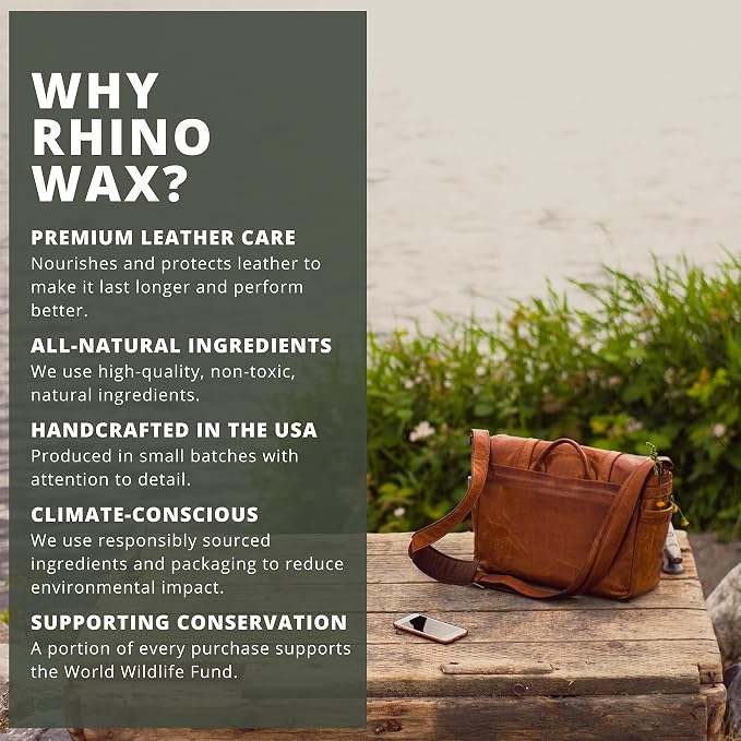 Rhino Wax - Leather Conditioner (4oz) - Trusted Conditioners for Boots, Furniture, Shoes, Purses - Easy Use Applicator - Hydrates, Rejuvenates, Protects - Natural Ingredients - USA Made