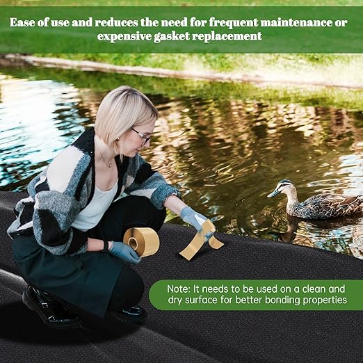 U0U 2PCS Pond Liner Seam Tape,3" x 40' Self Adhesive Double Sided Butyl Pond Seam Tape for EPDM Pond Liners,Waterproof Sealing Tape for EPDM Pond Liner Garden Cover Repair