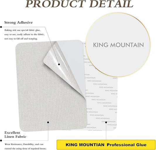KING MOUNTAIN Fine Linen Repair Patches, Self-Adhesive Fabric Patches, 8X11 inch Extra Size, Multi Color, Can be Used for Sofa Repair(Beige,8" x 11")