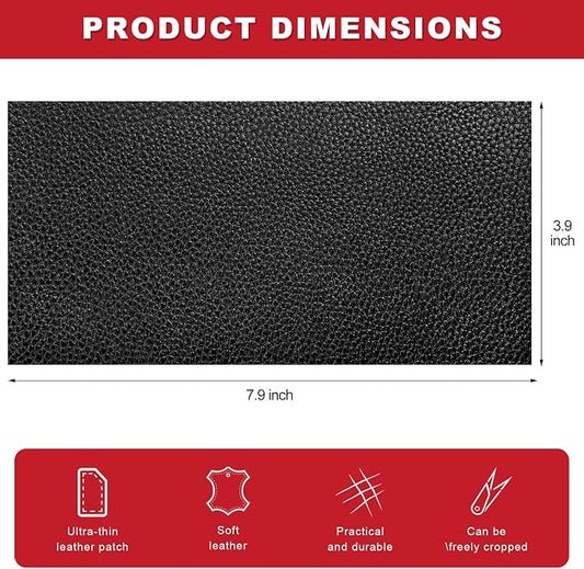 2 PCS Leather Repair Patch Tape, 4 x 8 Inch Self-Adhesive PU Vinyl Repair Patch Kit, Universal Waterproof DIY Leather Repair Tape for Car Seat Furniture Couch Chair (Black)
