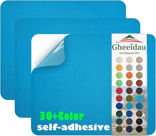 Gheeidau Canvas Repair Patch 9×11 Inch 3Pcs Waterproof Self-Adhesive Fabric Repair Patch for Tents,Boat Cover,Pop Up Canopy,Patio,Bags,Car Seats,Sofas,Furniture Cover(Blue)