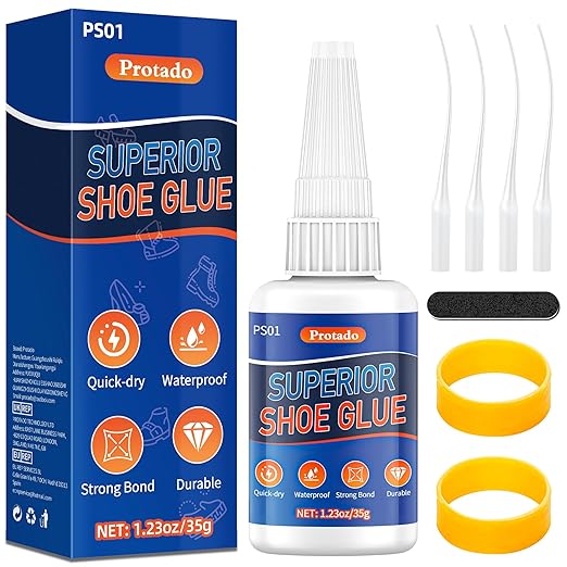 Clear Super Glue 35g, Shoe Glue for Shoe Repair with Anti-Clog Cap, Quick Dry Waterproof Professional Grade Adhesive for Rubber Soles Heels Leather Sneakers Boots Sandals and More (1 Pack)